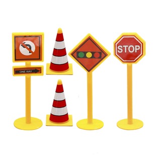 塑料路障蛋糕装饰摆件 交通路标路锥雪糕筒红绿灯烘焙甜品台配件