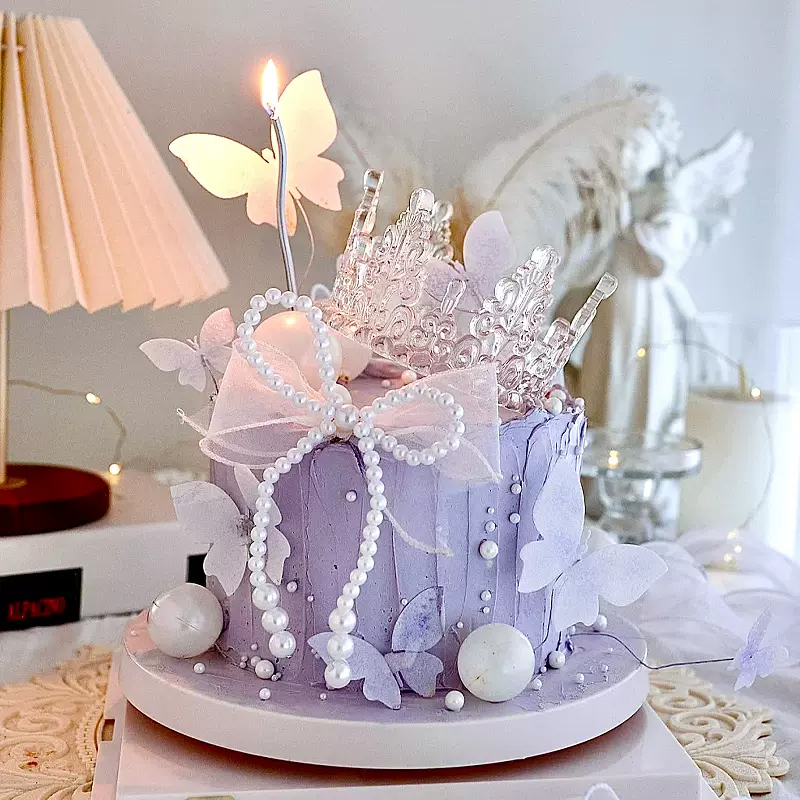 佳妍同款透明皇冠生日蝴蝶结装扮