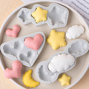 花边彩色爱心云朵星星翻糖巧克力模生日蛋糕diy硅胶模具烘焙专用