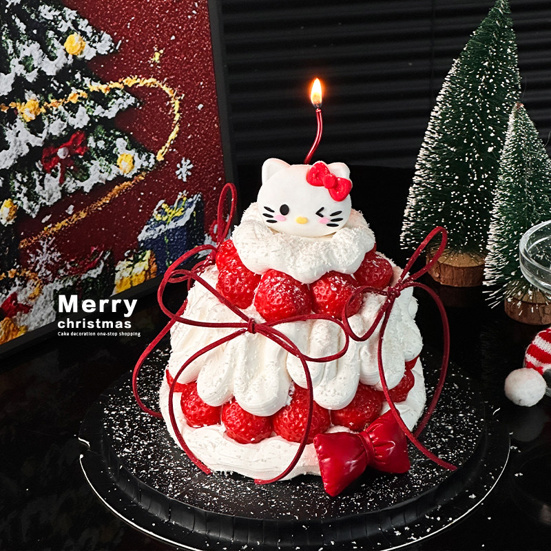 2025圣诞节蛋糕装饰卡通软胶KT猫摆件皮质立体蝴蝶结烘焙装扮插件,节庆用品/礼品,节日装扮用品,淘宝优惠券,粉丝福利购,淘宝优惠卷