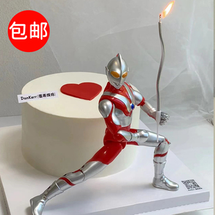 蛋糕装饰摆件英雄要相信光和老婆变形超人举大旗生日快乐甜品插件