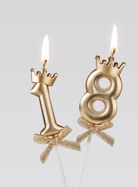 香槟金银色蝴蝶结数字蜡烛蛋糕插牌18岁30岁女神公主生日派对装扮