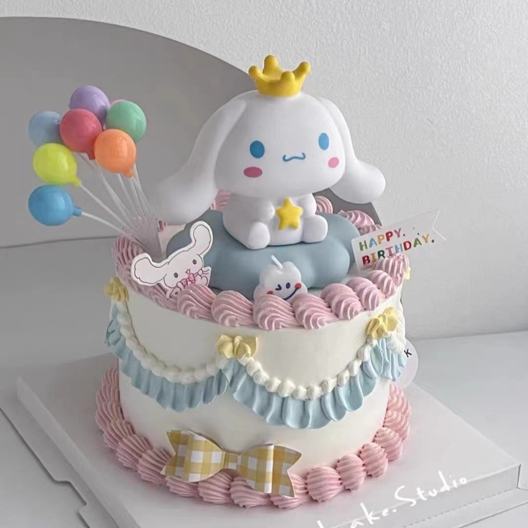 生日蛋糕装饰发光云朵灯酷米米大耳狗卡通玩偶公仔摆件烘焙插件