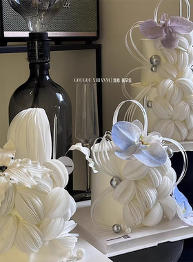 高级氛围感女生女神生日蛋糕装饰威化纸糯米纸蝴蝶兰立体切圆工具