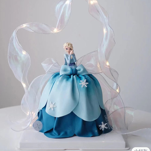 网红生日蛋糕装饰摆件冰雪女王