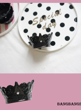 闪钻皇冠家居工艺品碟子浮雕陶瓷