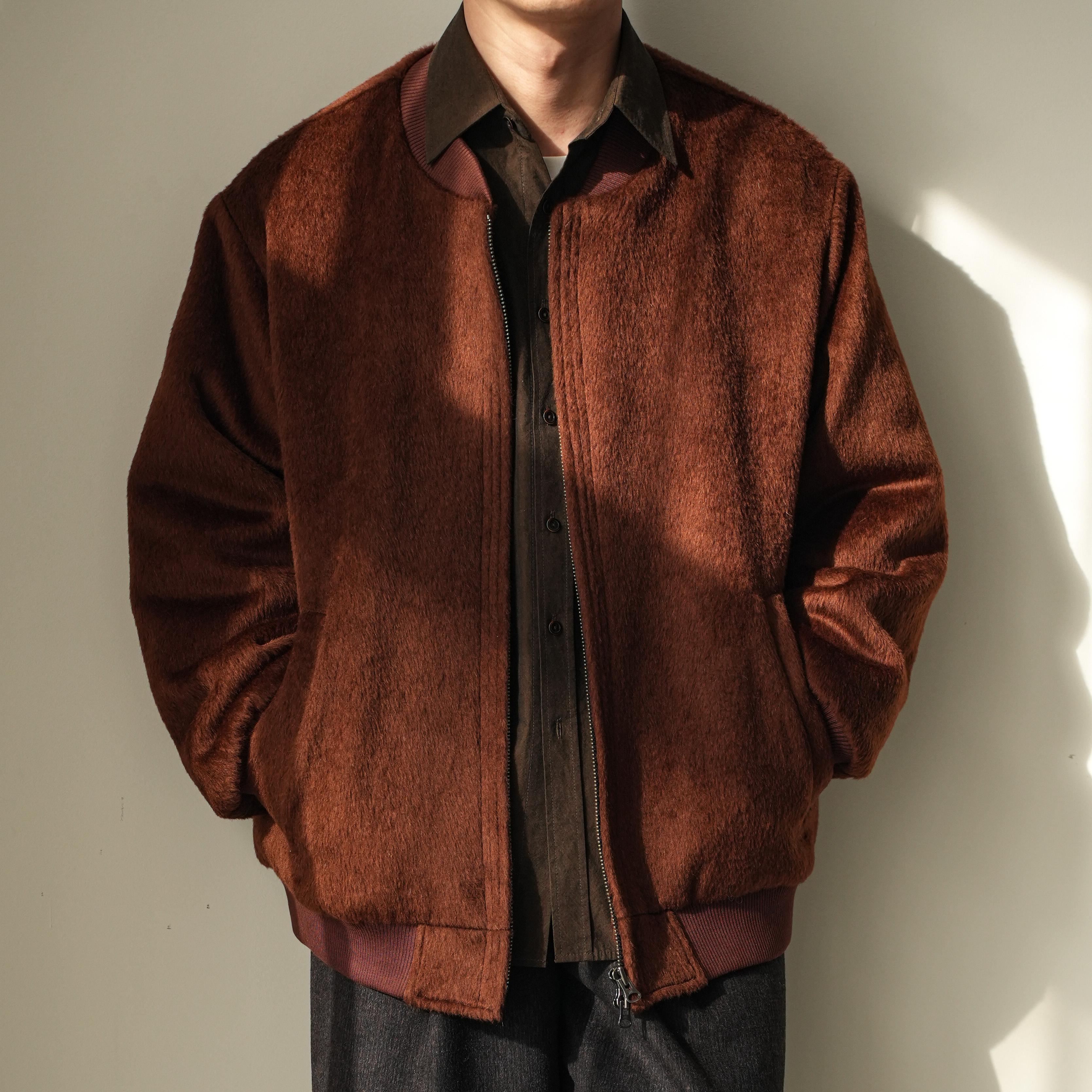 WATEREVER焦糖棕羊毛棒球棉服