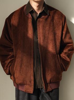 WATEREVER  「胭脂扣」焦糖棕羊毛棉衣保暖加倍 飞行棒球棉服夹克