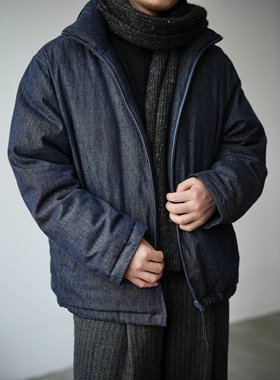 WATEREVER「青山」汉麻棉不褪色色织牛仔安心90白鹅绒厚羽绒服