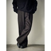 保暖直筒裤 WATEREVER 「热红酒」酒红咖色加厚羊毛垂感单褶西裤