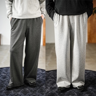 WATEREVER「云松」深浅花灰加绒松紧腰垂感易打理懒人直筒卫裤