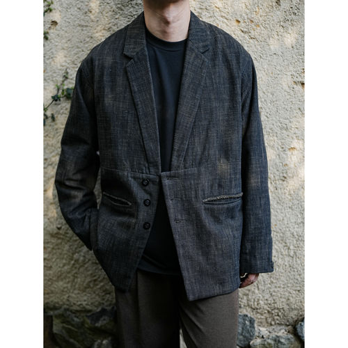 WATERTEVER山野黑色人字纹西装