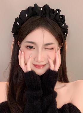 赵LU思同款发箍女冬日高颅顶复古法式网红2025年新款黑色头箍发卡