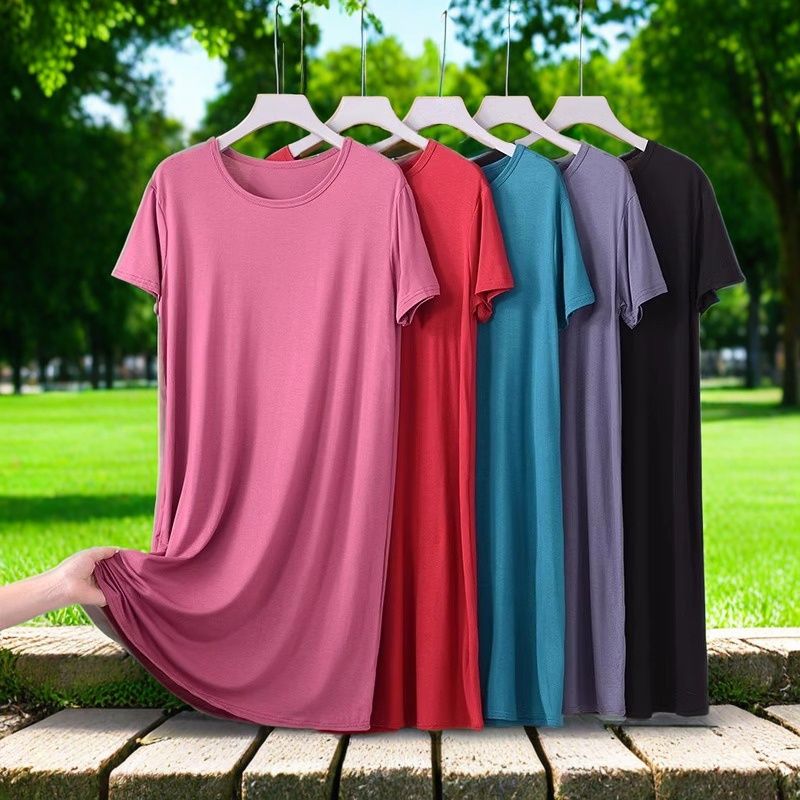 夏季短袖中长款睡裙连衣裙