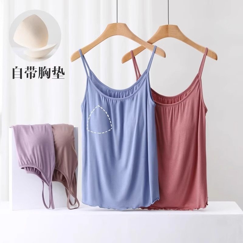 莫代尔带胸垫一体式宽松吊带背心女夏季薄款家居睡衣大码无袖上衣,女装/女士精品,背心吊带,淘宝优惠券,粉丝福利购,淘宝优惠卷