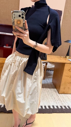 WATER正版大头花同款2026秋新款双层蓬蓬半裙+开衫+背心女三件套