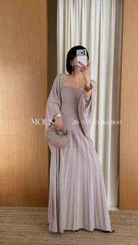 巨美！MOLS正品抹胸连衣裙针织开衫套装 柔美拉满2026秋冬新品女