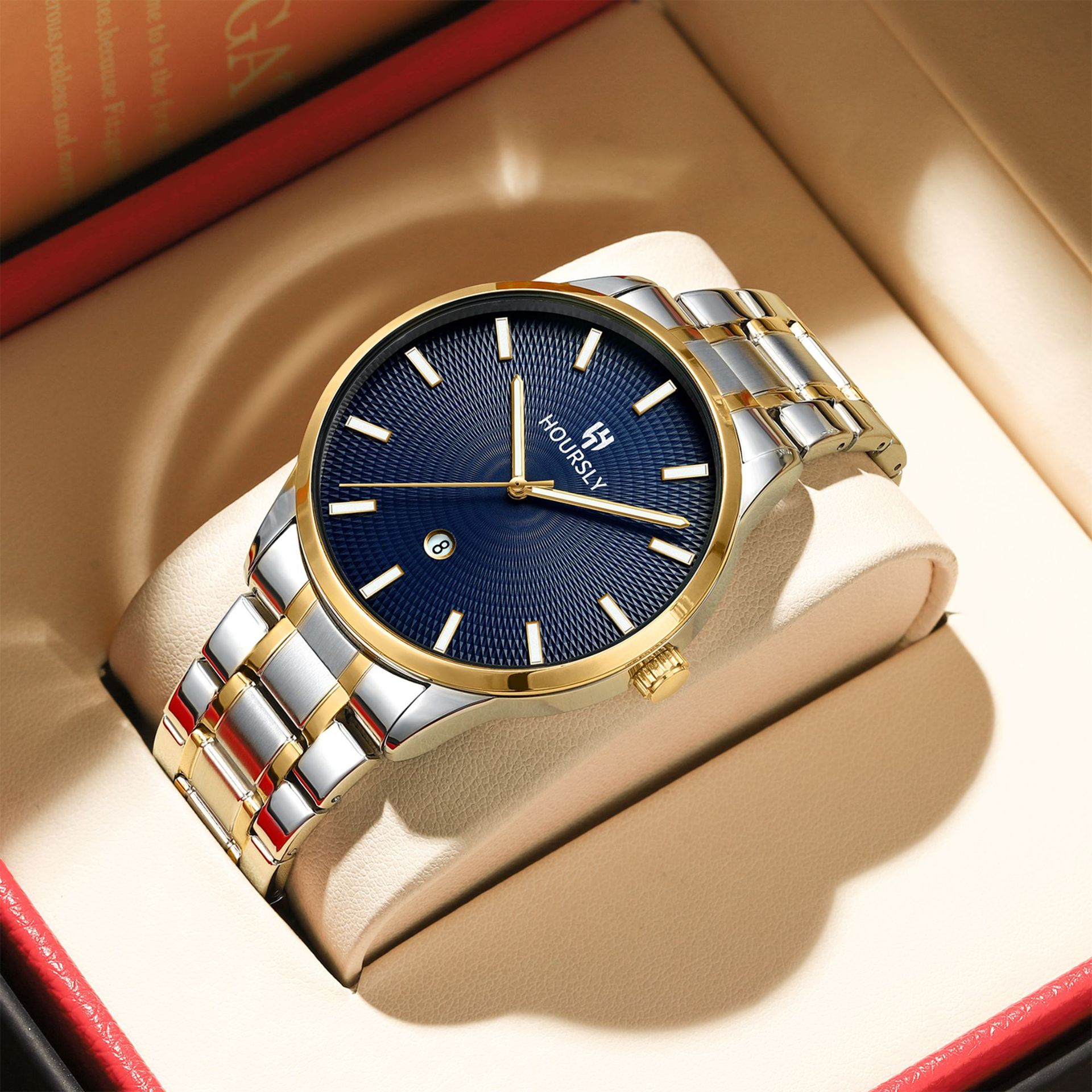 跨境简约男士手表男博士通bestwin日历夜光商务时尚男表