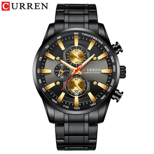 curren/卡瑞恩8351男士六针多功能石英表 防水圆形日历腕表
