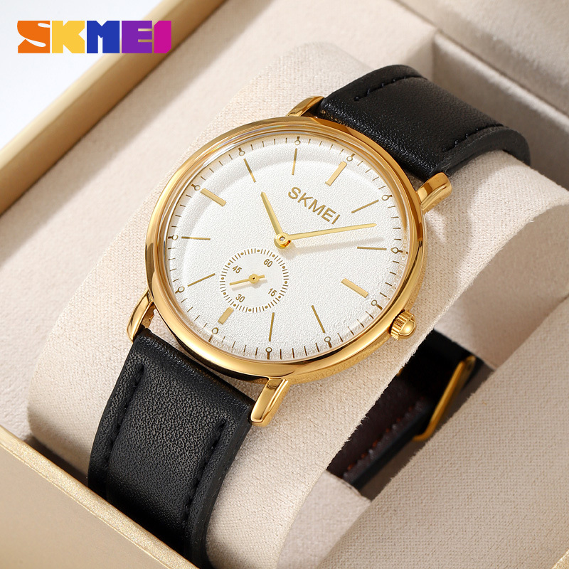 skmei时刻美跨境简约女士防水腕表男士指针式学生党石英手表