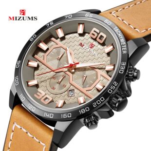 mizums8036皮带表 商务石英男士手表 六针手表日历男表手表