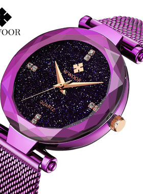 wwoor8870时尚简约星空面网带石英女士防水手表同款厂家直销