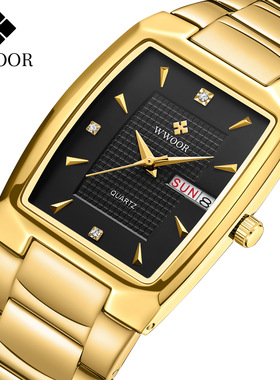 WWOOR新款8837男士手表商务时尚男表石英防水方形男手表工厂直销