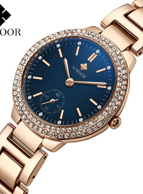 WWOOR握爱 8854手表幻彩玻璃潮流女士手表镶钻石英防水表