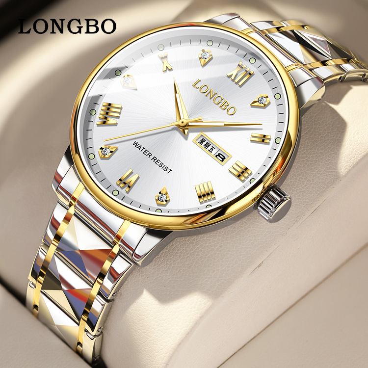 新款龙波品牌手表跨境watch爆款石英表防水夜光商务手表男表