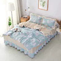 Váy ngủ cotton bốn mảnh mùa xuân, mùa hè, mùa thu và mùa đông Khăn trải giường bằng vải trải giường 1.2 1.5 1.8 2.0 mét giường - Váy Petti váy giường đẹp	