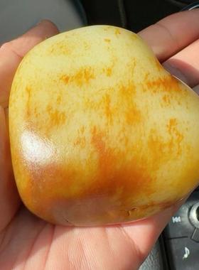 正宗新疆和田玉籽料老坑玛丽艳红油皮羊脂玉原石把件过灯收藏级