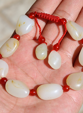 羊脂白玉原石玉石手链和田玉籽料
