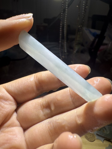 C1687冰胶长条天然缅甸翡翠边角料保真保A假一罚三详情有尺寸