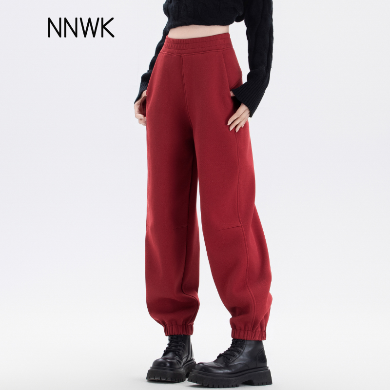 你牛我裤加绒哈伦高腰长裤运动裤