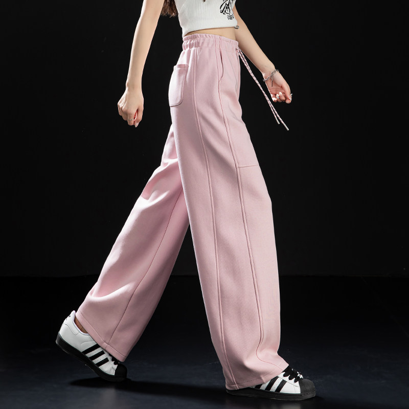 今年流行款的裤子粉色运动裤女款2026新款春秋季哈伦休闲裤弯刀裤