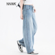 小个子香蕉裤 浅蓝色加绒牛仔裤 子窄版 弯刀裤 女2026新款 春秋休闲裤