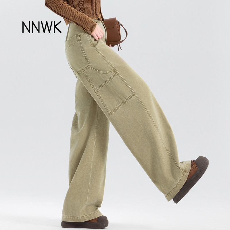 卡其色工装牛仔裤女2026新款春秋季高腰直筒裤巨好看的裤子阔腿裤,女装/女士精品,牛仔裤,淘宝优惠券,粉丝福利购,淘宝优惠卷