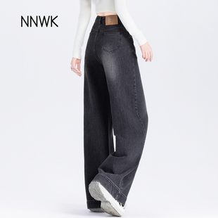 版 秋季 型超好看 裤 灰黑色牛仔裤 子宽松直筒显瘦阔腿裤 女2025新款