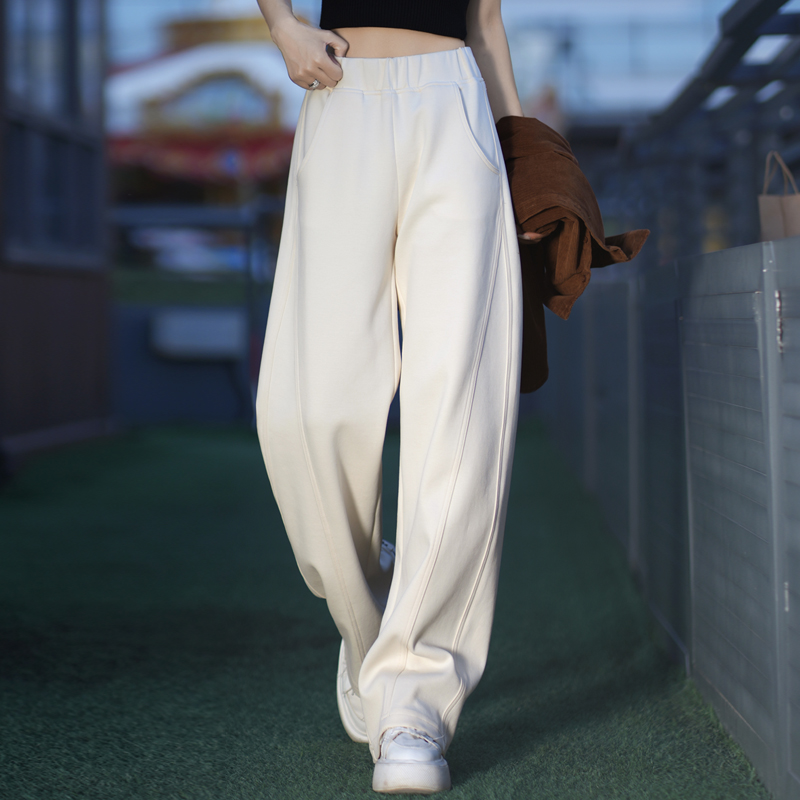 米白色休闲裤子女秋冬季休闲卫裤