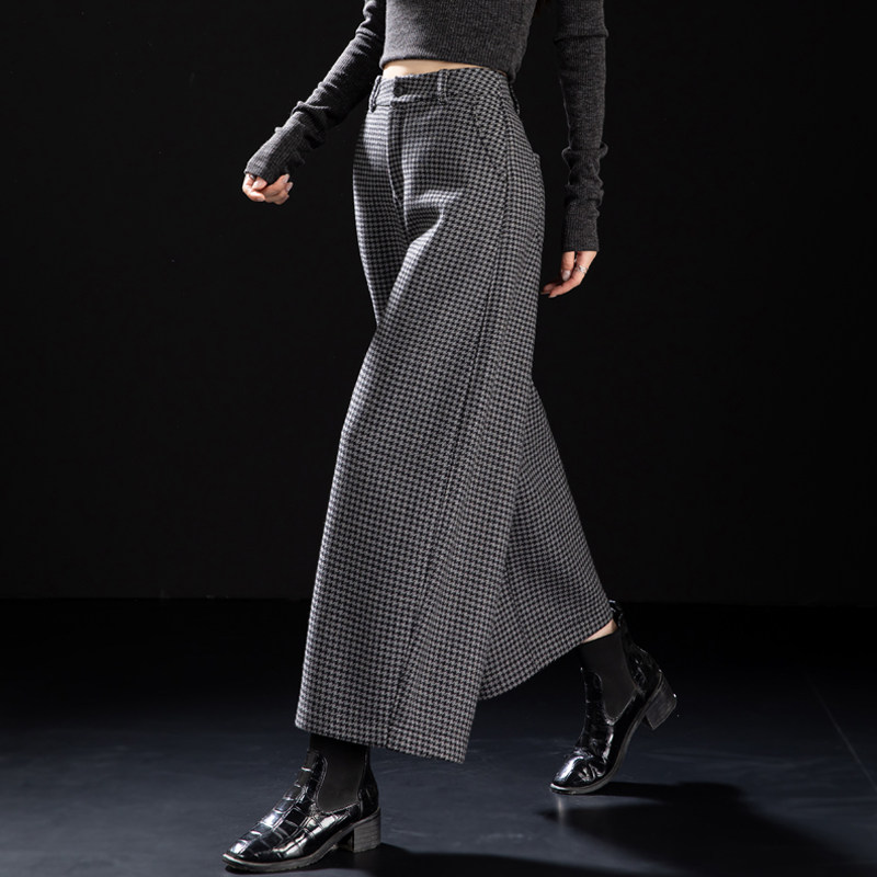 小个子加绒格子裤阔腿裤女2025新款冬季加厚毛呢裤休闲九分弯刀裤,女装/女士精品,休闲裤,淘宝优惠券,粉丝福利购,淘宝优惠卷