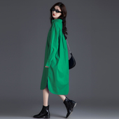 长袖 清仓衬衫 中长款 纯色高级感小个子衬衫 连衣裙女春秋季 2026新款