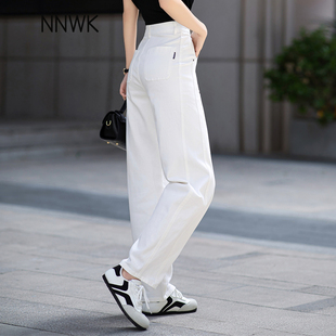 高腰小个子显瘦镰刀弯刀裤 窄版 春秋季 女2026年新款 直筒白色牛仔裤