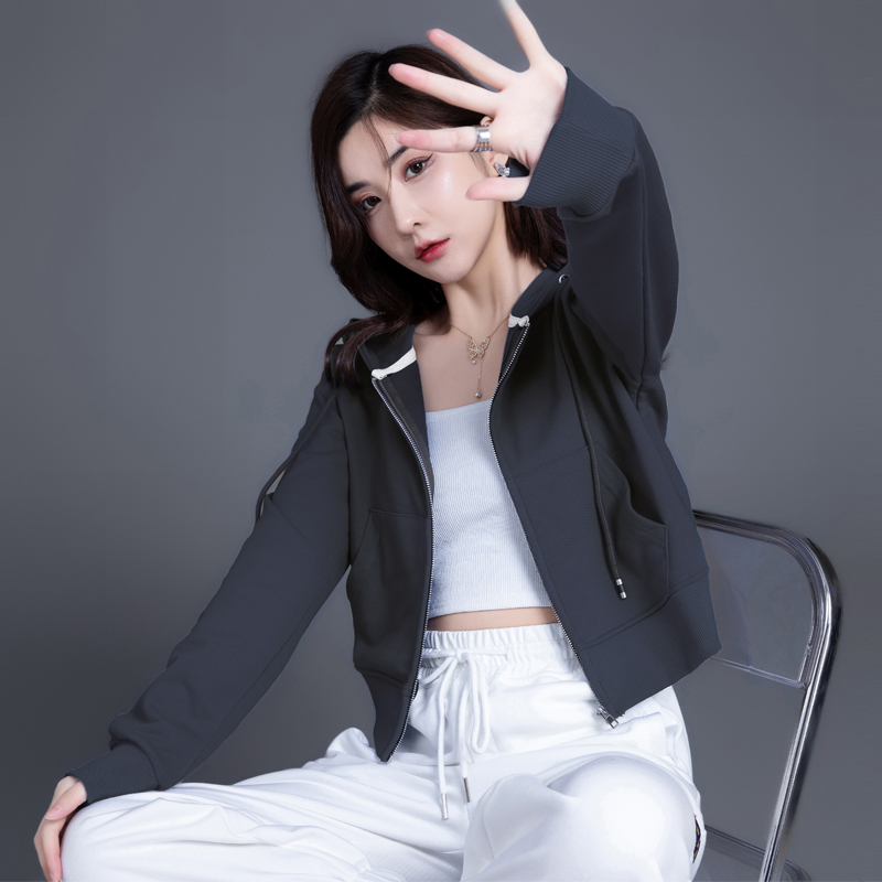 拉链卫衣外套女休闲短款上衣连帽