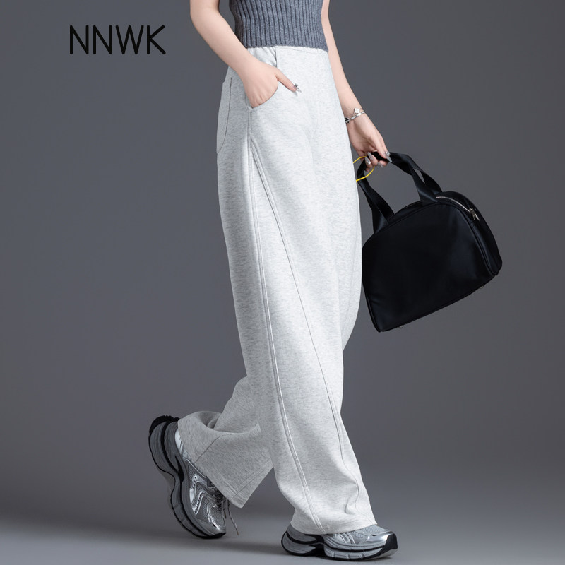 清仓灰色休闲裤子女2026新款秋冬运动裤松紧腰卫裤阔腿弯刀裤长裤