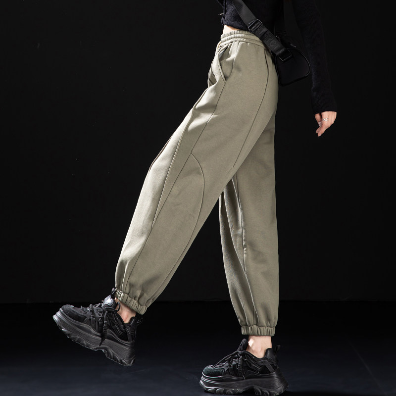 清仓冬季加绒卫裤女2025新款小个子休闲女裤加厚运动裤宽松哈伦裤