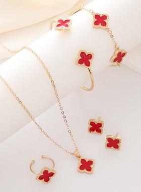 女士高颜值花叶锁骨链简约不掉色四叶草项链轻奢气质时尚防水保色