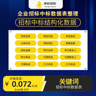 招标投标招中标数据批量导出关键词单位联系人信息高级字段5万条