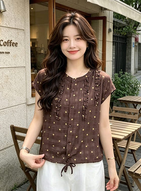2026新款妈妈夏装宽松上衣洋气短袖衬衫女夏季薄款衬衣夏天衣服女