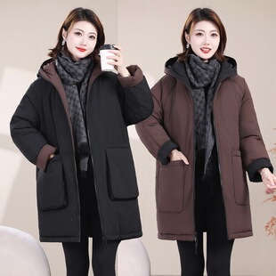 冬季棉衣女中长款韩版冬天棉服修身洋气显瘦保暖大码妈妈棉袄衣服