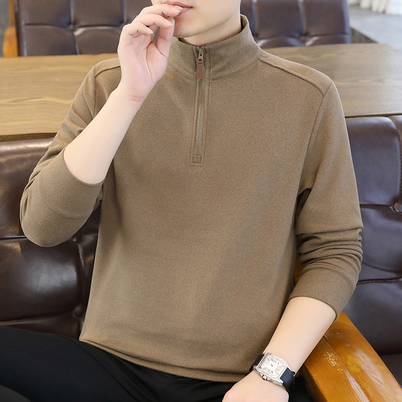 男士长袖t恤2025春秋季薄款百搭潮牌体恤青年个性立领修身打底衫